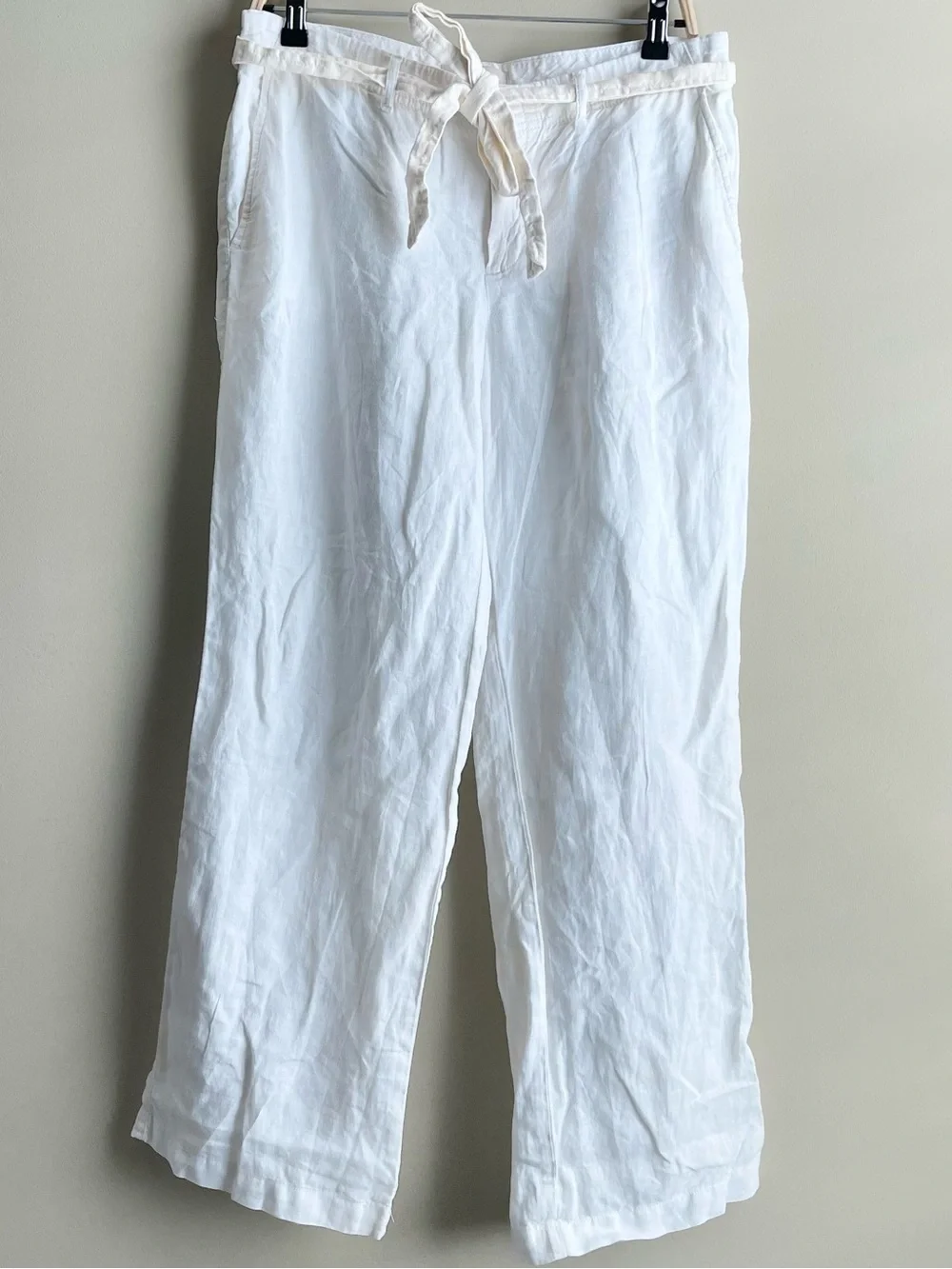 Banana Republic White Wide-Leg Linen Pants